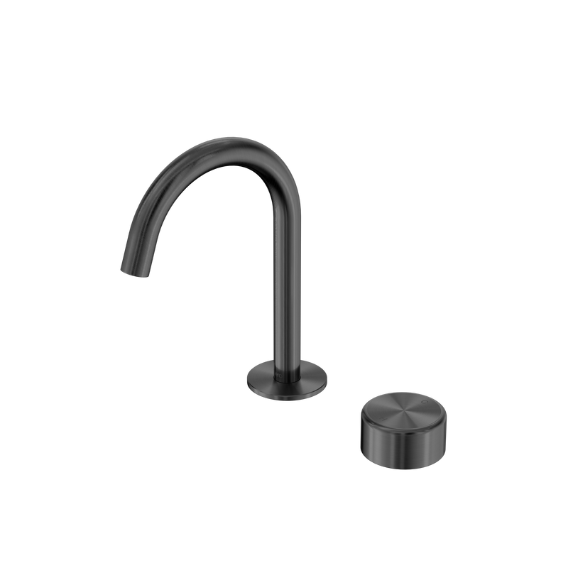 Serenity Progressive Basin Mixer Arc Spout With Metal Handle Gun Metal