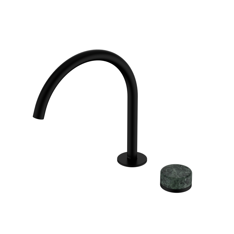 Serenity Progressive Bath/Kitchen Mixer Arc Spout With Verde Alpi Handle Matte Black
