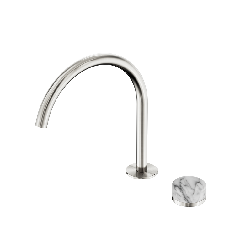 Serenity Progressive Bath/Kitchen Mixer Arc Spout With Arabescato Corchia Handle Brushed Nickel