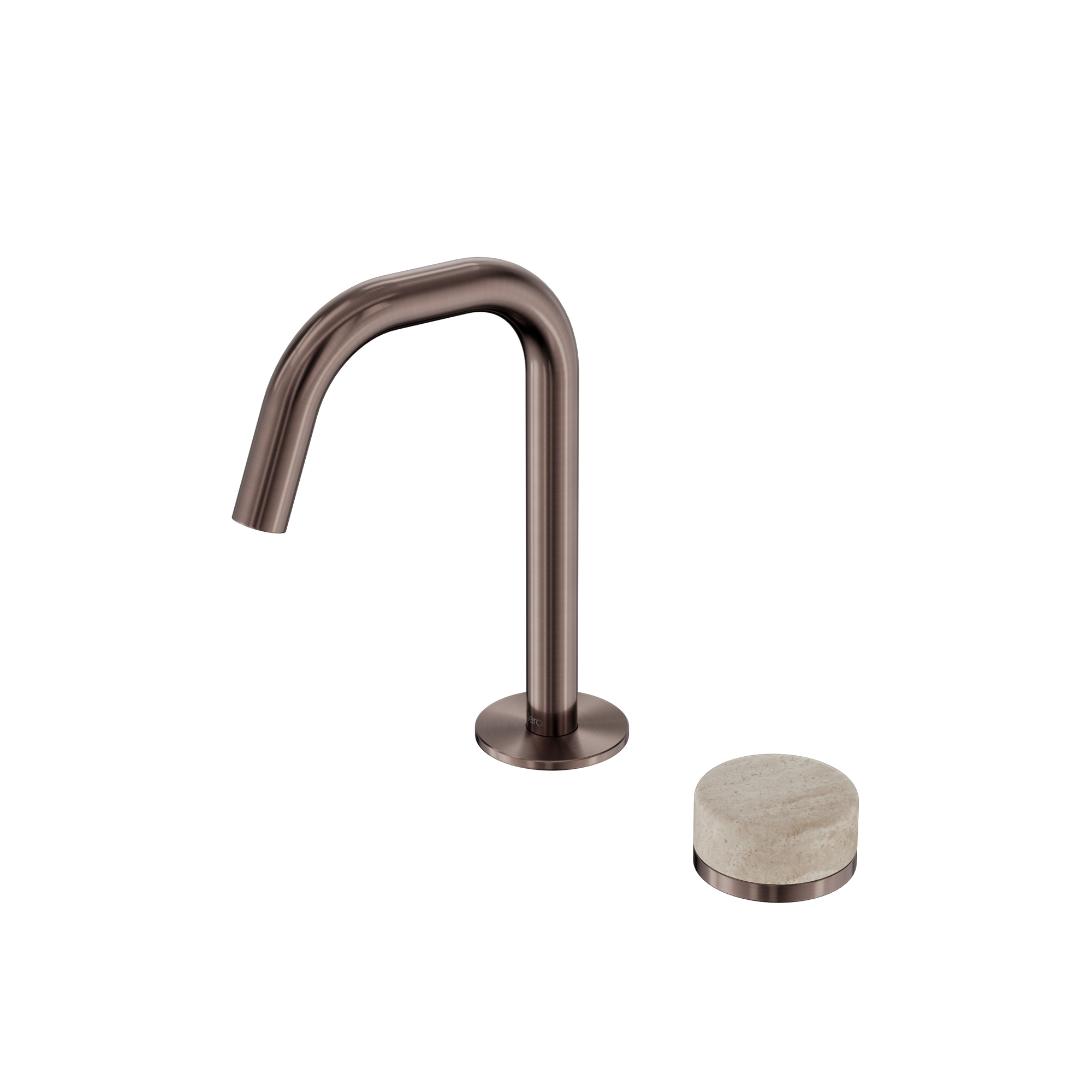 Serenity Progressive Basin Mixer Edge Spout With Rome Travertine Handle Brushed Bronze