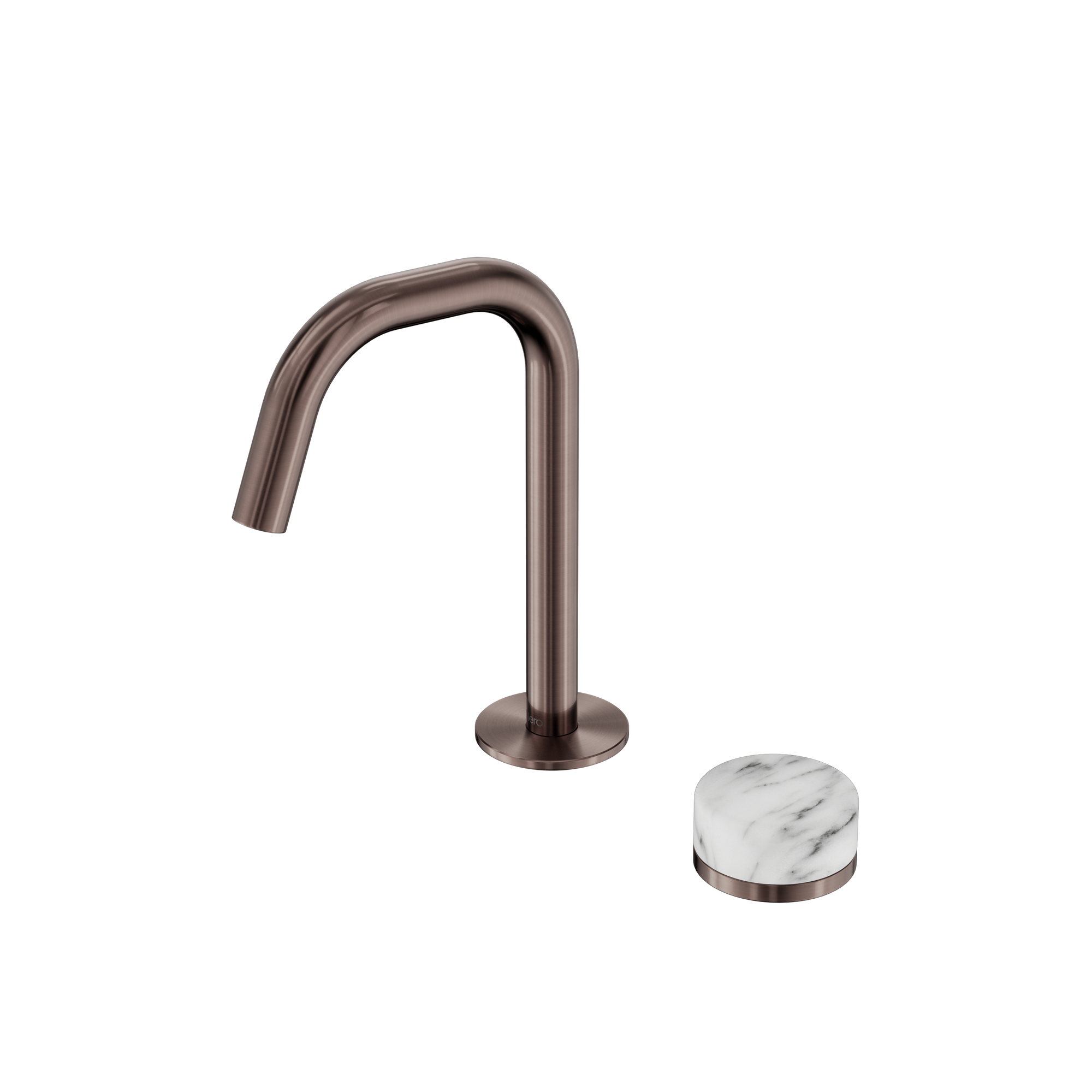 Serenity Progressive Basin Mixer Edge Spout With Arabescato Corchia Handle Brushed Bronze
