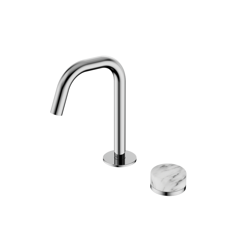 Serenity Progressive Basin Mixer Edge Spout With Arabescato Corchia Handle Chrome