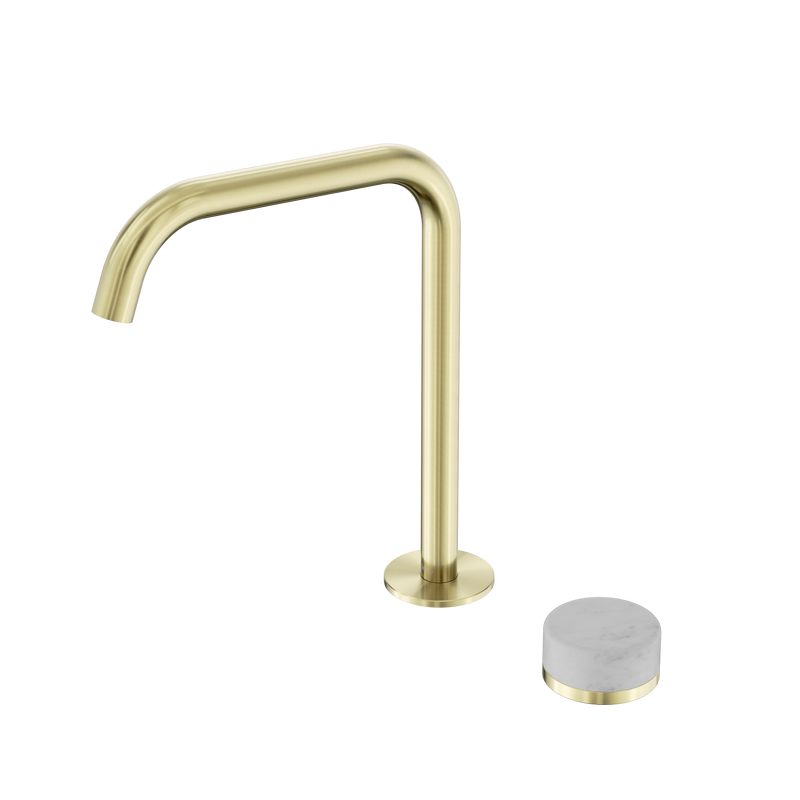 Serenity Progressive Bath/Kitchen Mixer Edge Spout With Carrara Handle Brushed Gold