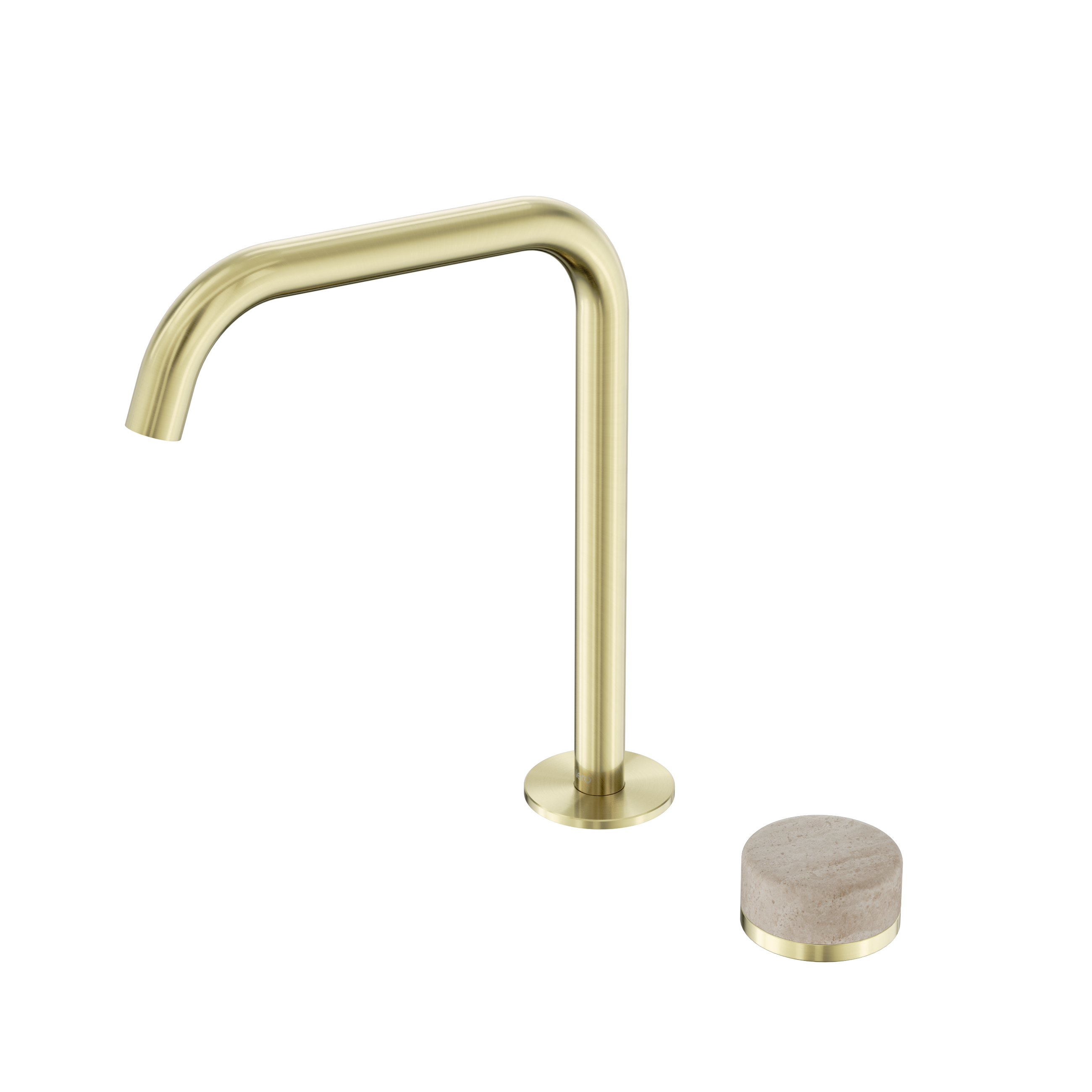 Serenity Progressive Bath/Kitchen Mixer Edge Spout With Rome Travertine Handle Brushed Gold