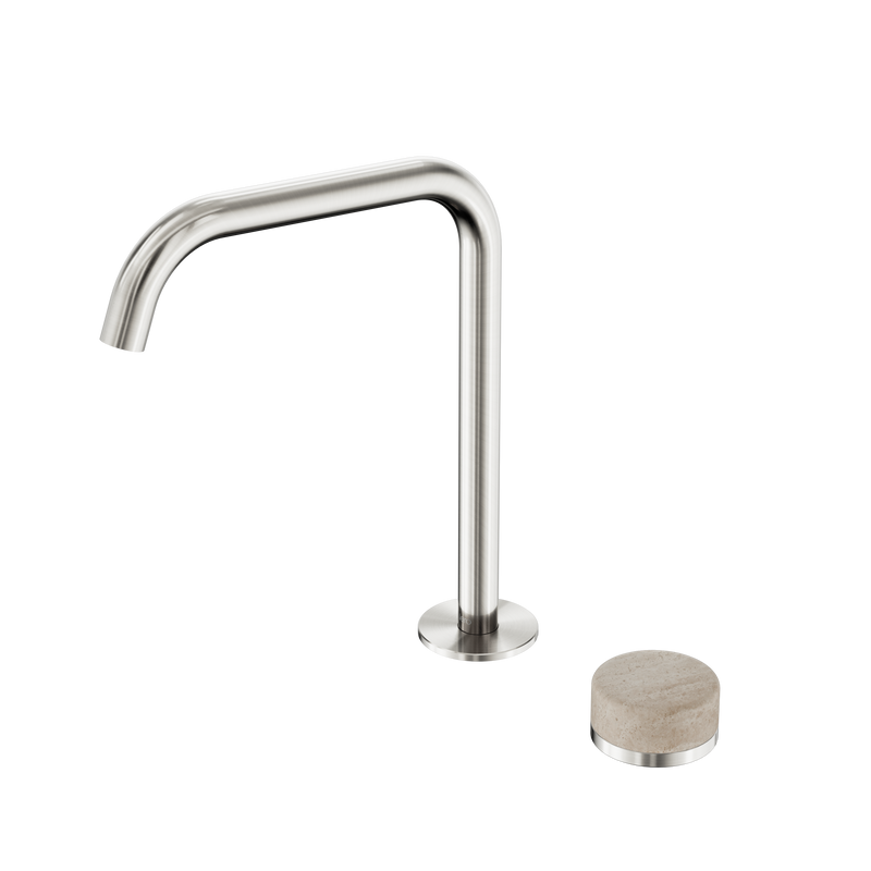 Serenity Progressive Bath/Kitchen Mixer Edge Spout With Rome Travertine Handle Brushed Nickel