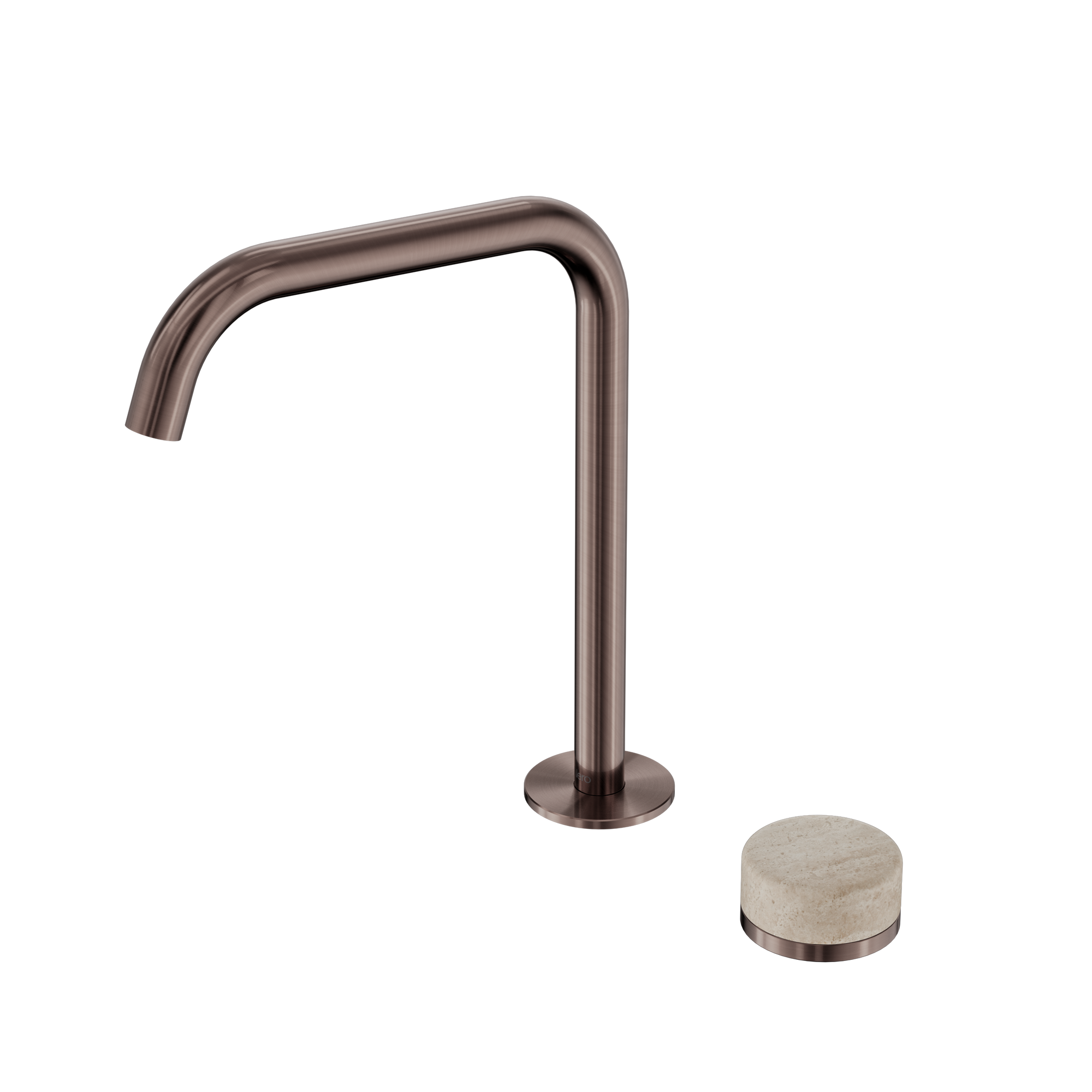 Serenity Progressive Bath/Kitchen Mixer Edge Spout With Rome Travertine Handle Brushed Bronze