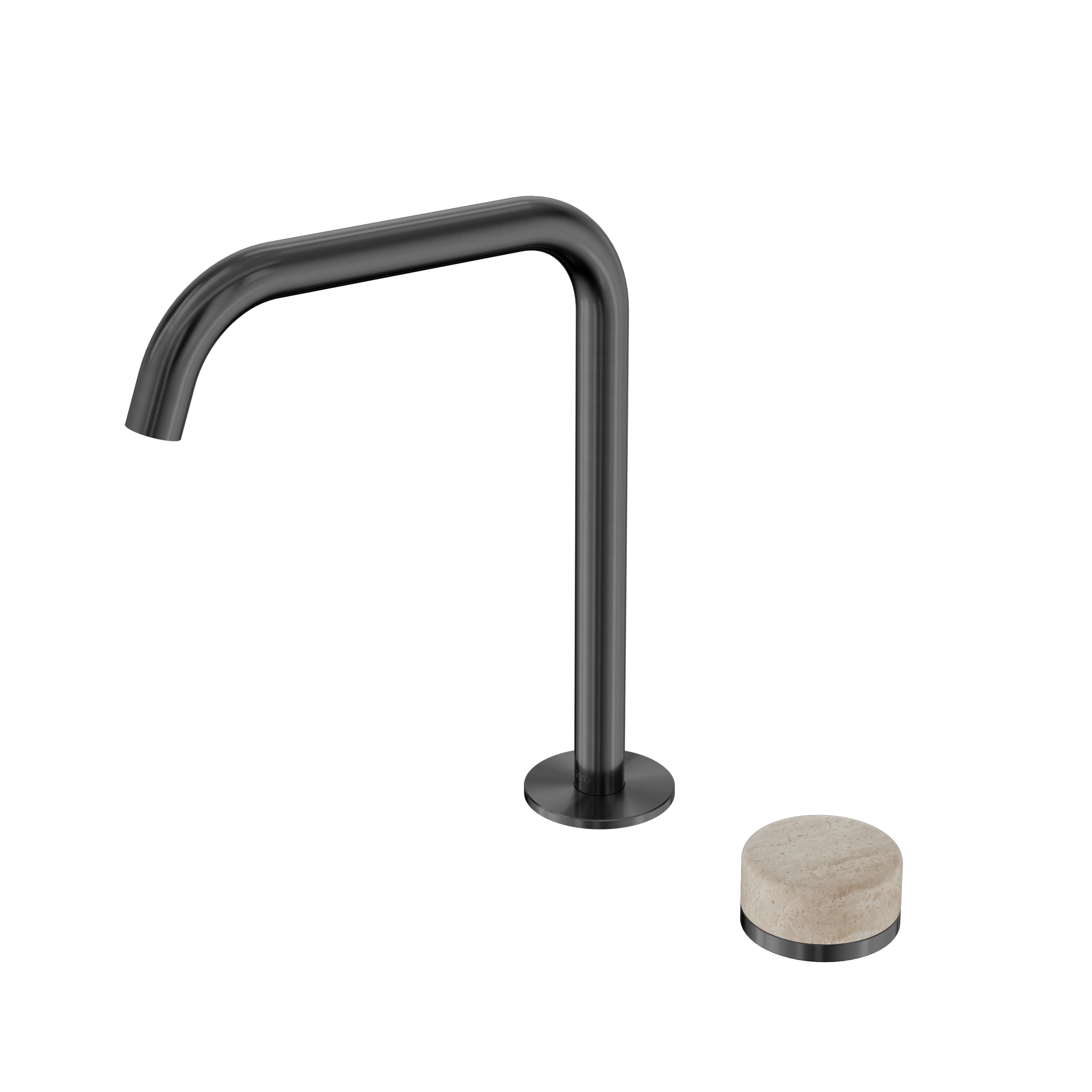 Serenity Progressive Bath/Kitchen Mixer Edge Spout With Rome Travertine Handle Gun Metal