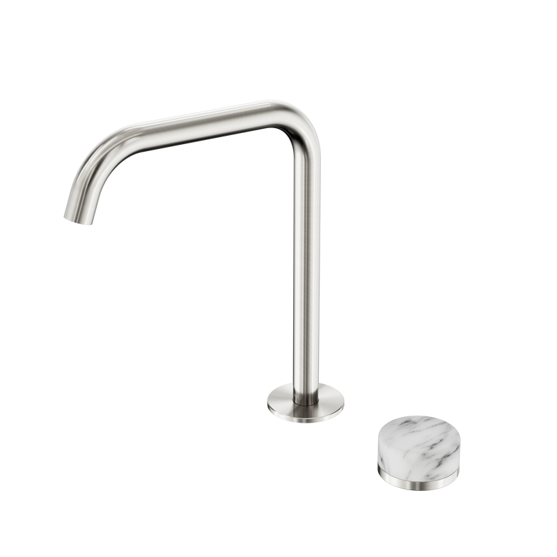Serenity Progressive Bath/Kitchen Mixer Edge Spout With Arabescato Corchia Handle Brushed Nickel