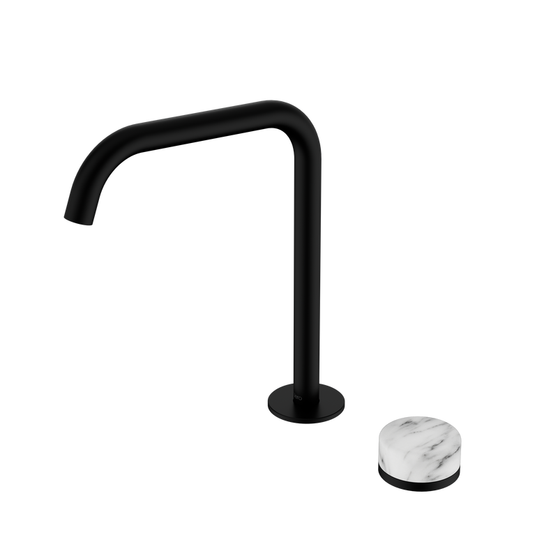 Serenity Progressive Bath/Kitchen Mixer Edge Spout With Arabescato Corchia Handle Matte Black