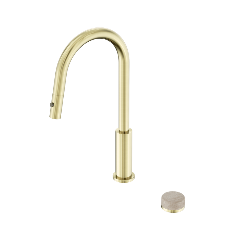 Serenity Progressive Pull Out kitchen Set With Rome Travertine Handle Brushed Gold