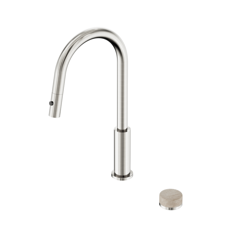 Serenity Progressive Pull Out kitchen Set With Rome Travertine Handle Brushed Nickel