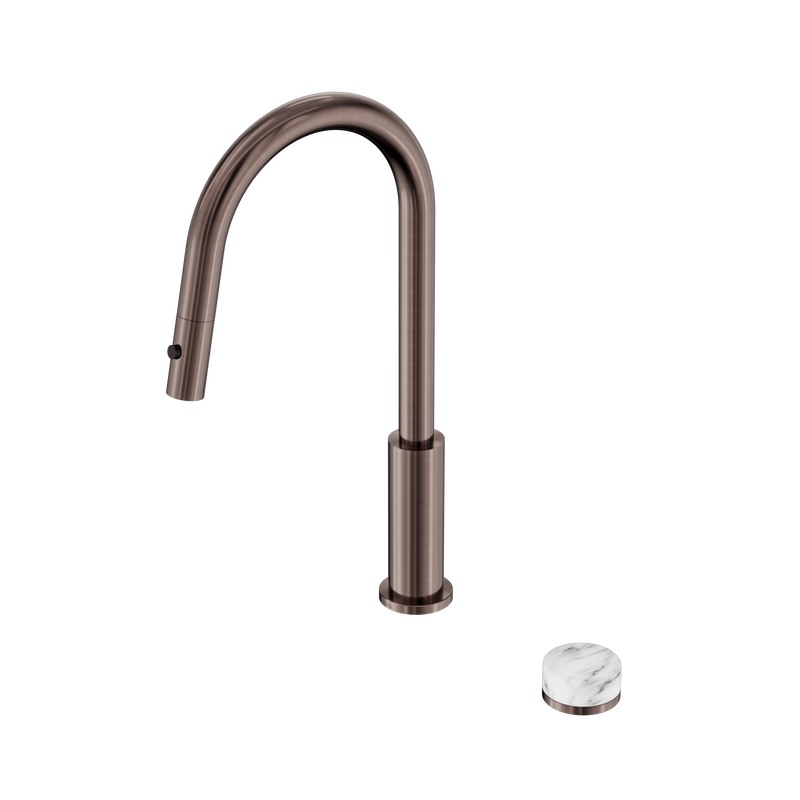 Serenity Progressive Pull Out kitchen Set With Arabescato Corchia Handle Brushed Bronze