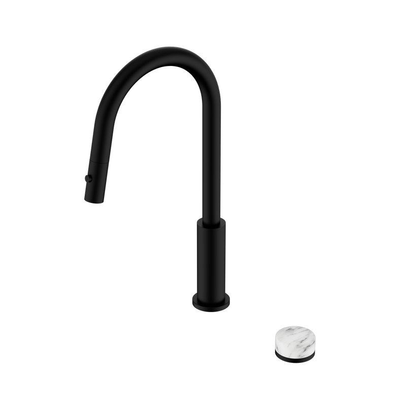 Serenity Progressive Pull Out kitchen Set With Arabescato Corchia Handle Matte Black