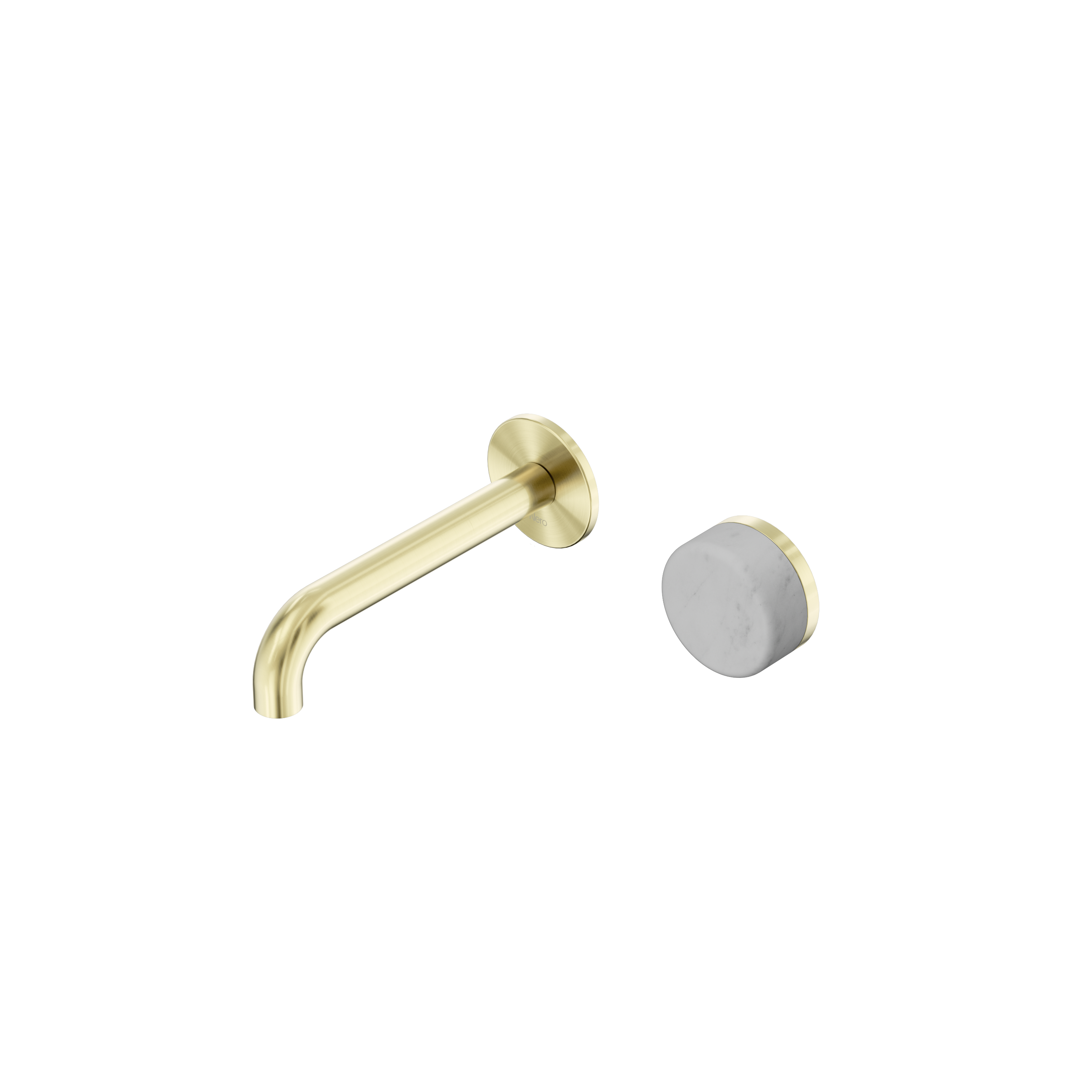 Serenity Progressive Wall Basin Mixer 160mm Spout With Carrara Handle Brushed Gold