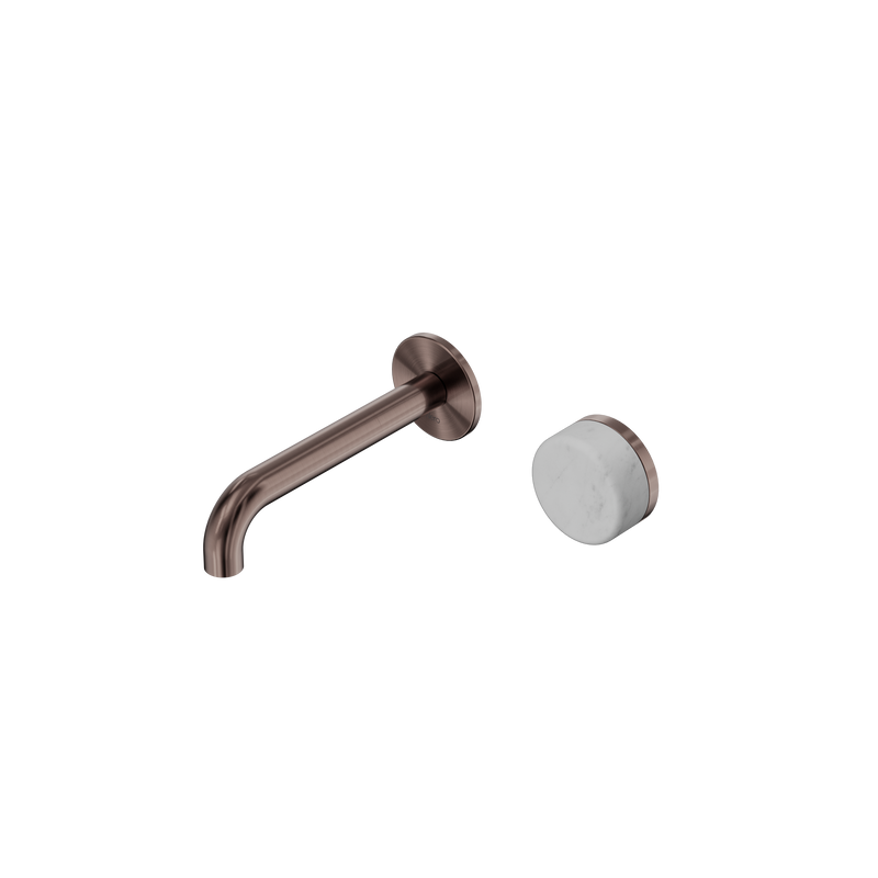 Serenity Progressive Wall Basin Mixer 160mm Spout With Carrara Handle Brushed Bronze