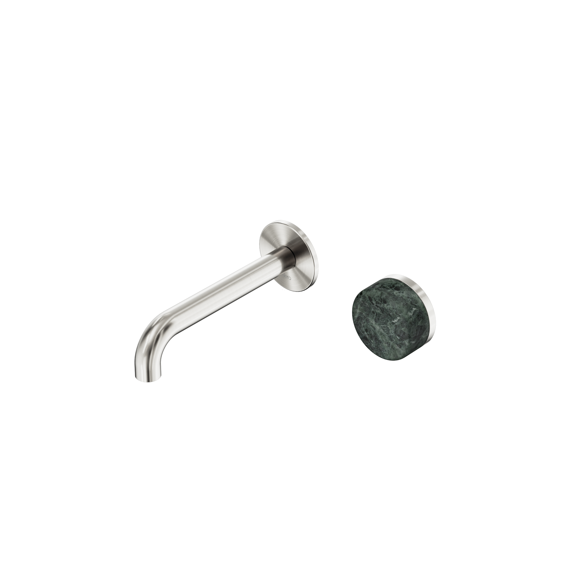 Serenity Progressive Wall Basin Mixer 160mm Spout With Verde Alpi Handle Brushed Nickel