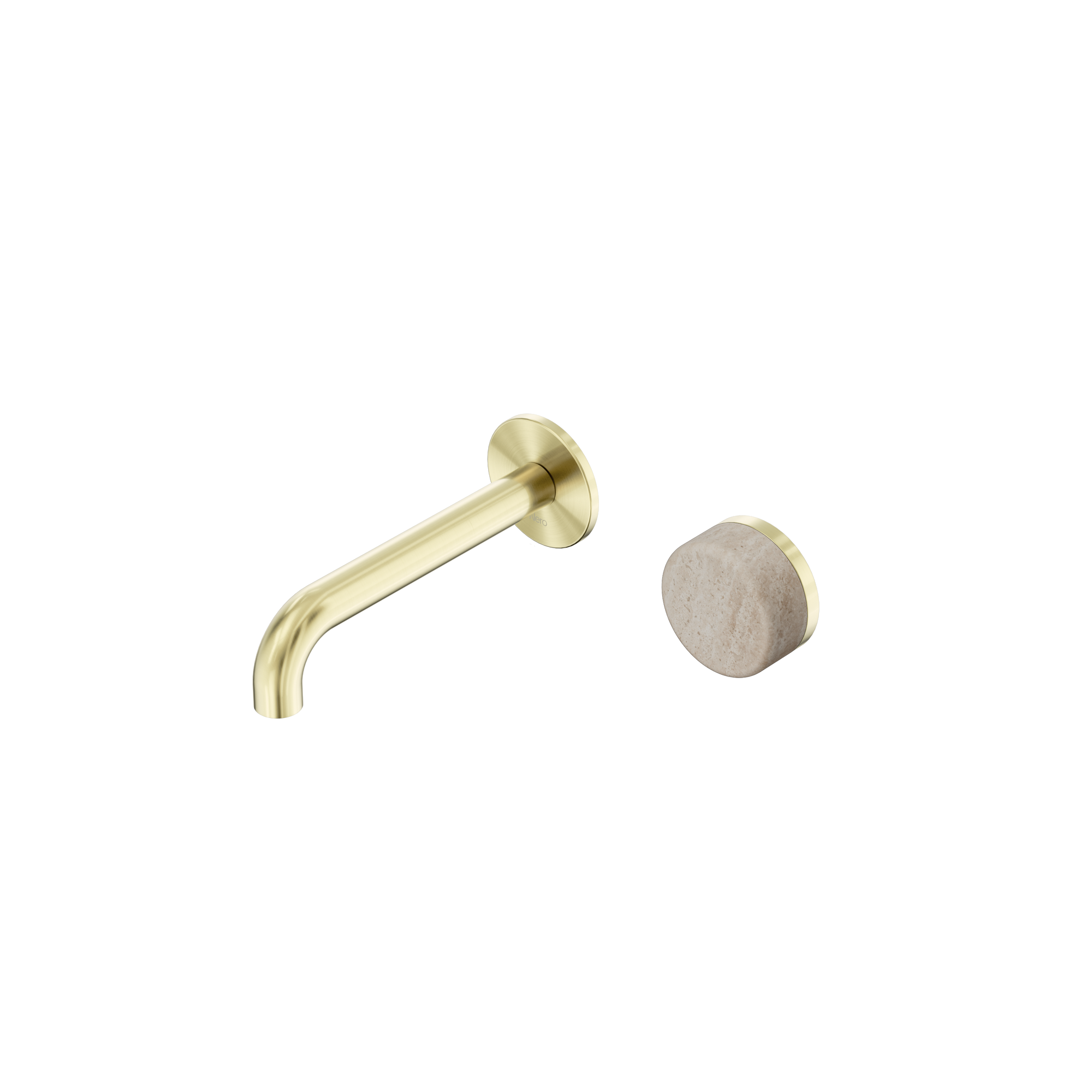 Serenity Progressive Wall Basin Mixer 160mm Spout With Rome Travertine Handle Brushed Gold