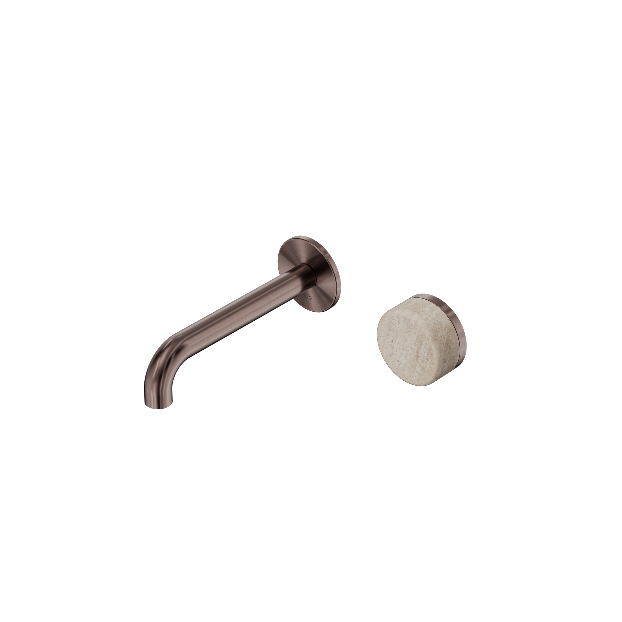 Serenity Progressive Wall Basin Mixer 160mm Spout With Rome Travertine Handle Brushed Bronze
