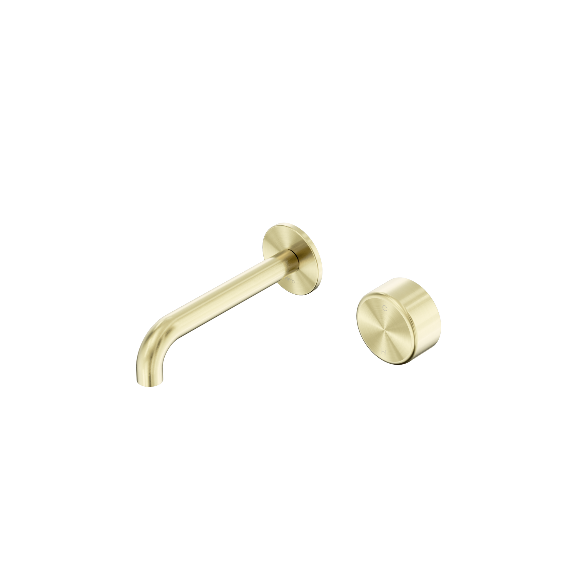 Serenity Progressive Wall Basin Mixer 160mm Spout With Metal Handle Brushed Gold