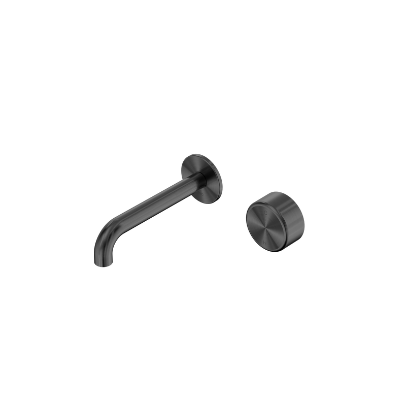 Serenity Progressive Wall Basin Mixer 160mm Spout With Metal Handle Gun Metal