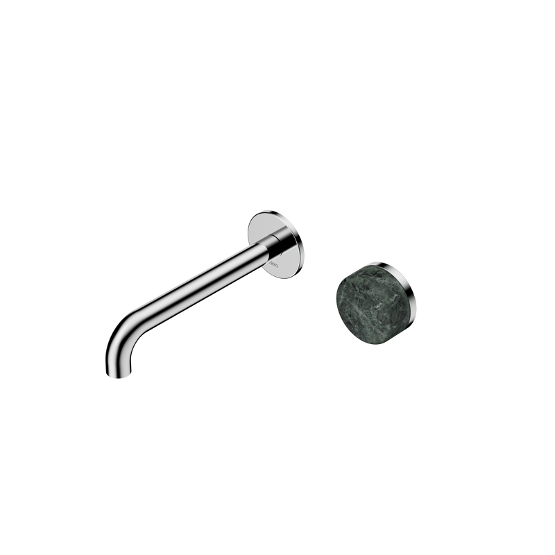 Serenity Progressive Wall Basin Mixer 185mm Spout With Verde Alpi Handle Chrome