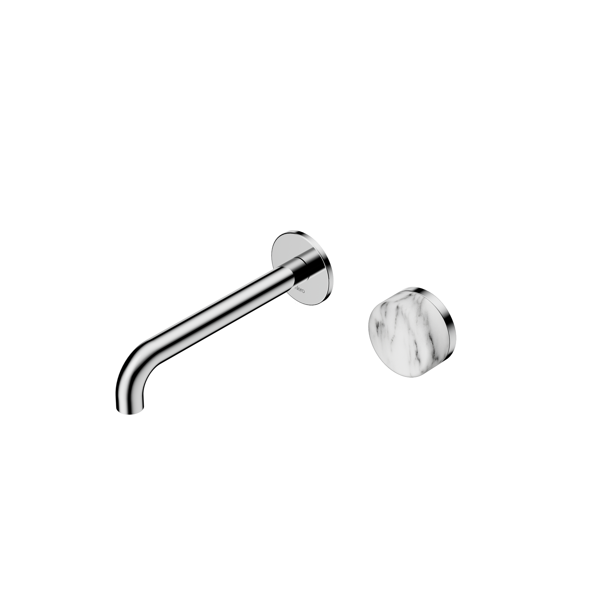 Serenity Progressive Wall Basin Mixer 185mm Spout With Arabescato Corchia Handle Chrome