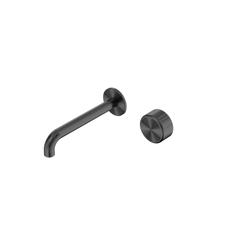 Serenity Progressive Wall Basin Mixer 185mm Spout With Metal Handle Gun Metal