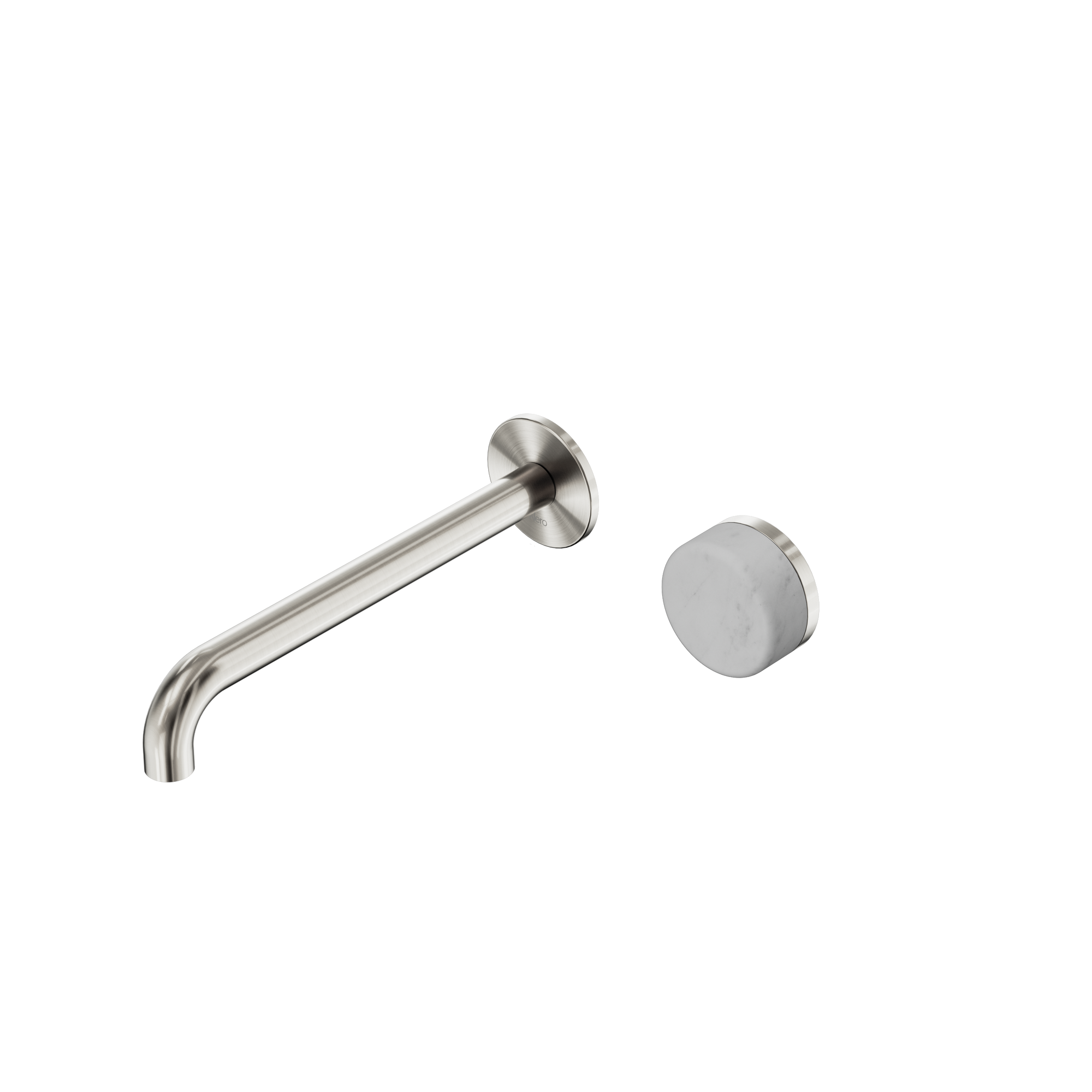 Serenity Progressive Wall Basin Mixer 220mm Spout With Carrara Handle Brushed Nickel