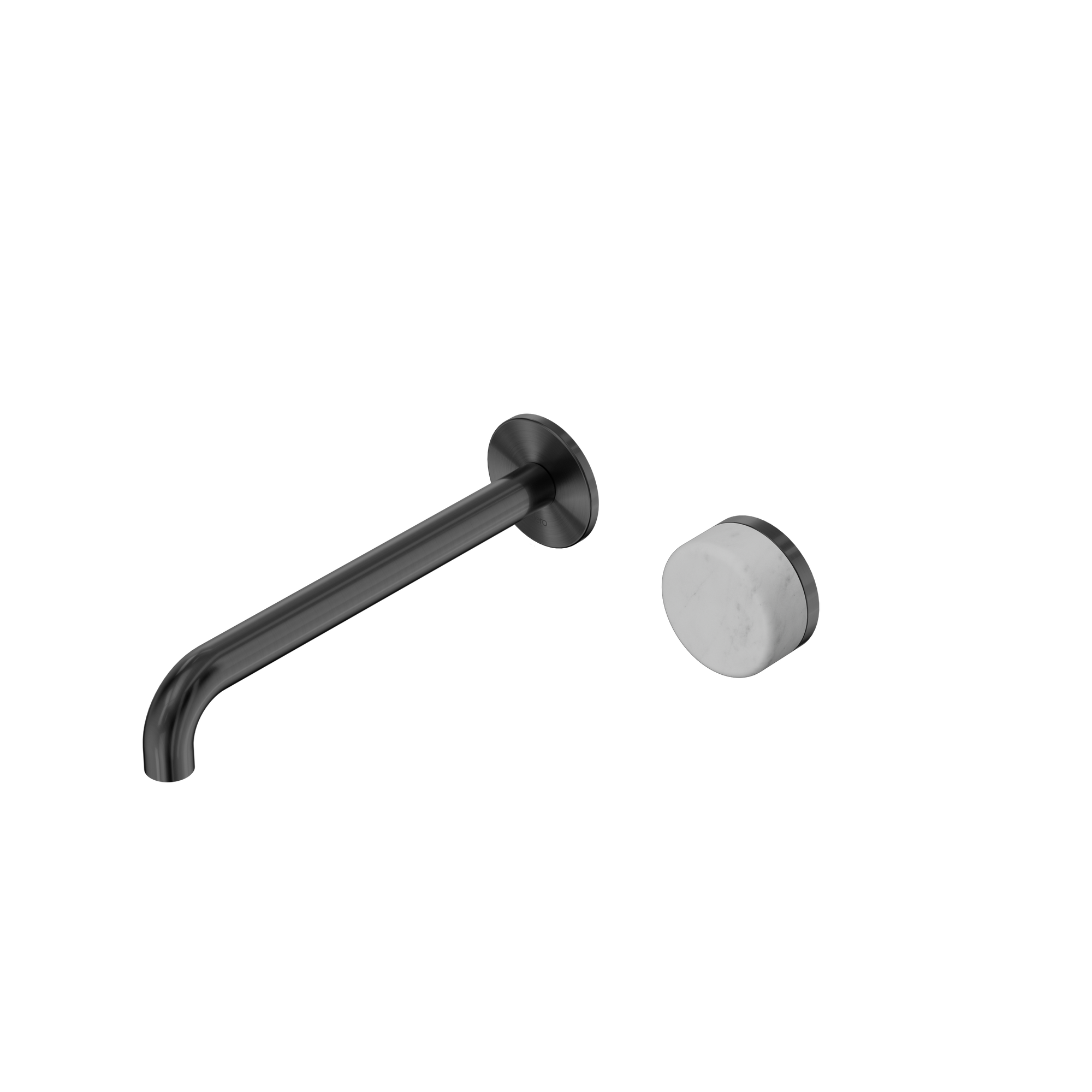 Serenity Progressive Wall Basin Mixer 220mm Spout With Carrara Handle Gun Metal