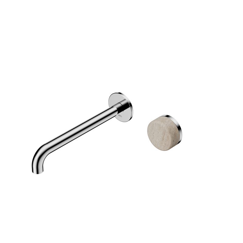 Serenity Progressive Wall Basin Mixer 220mm Spout With Rome Travertine Handle Chrome