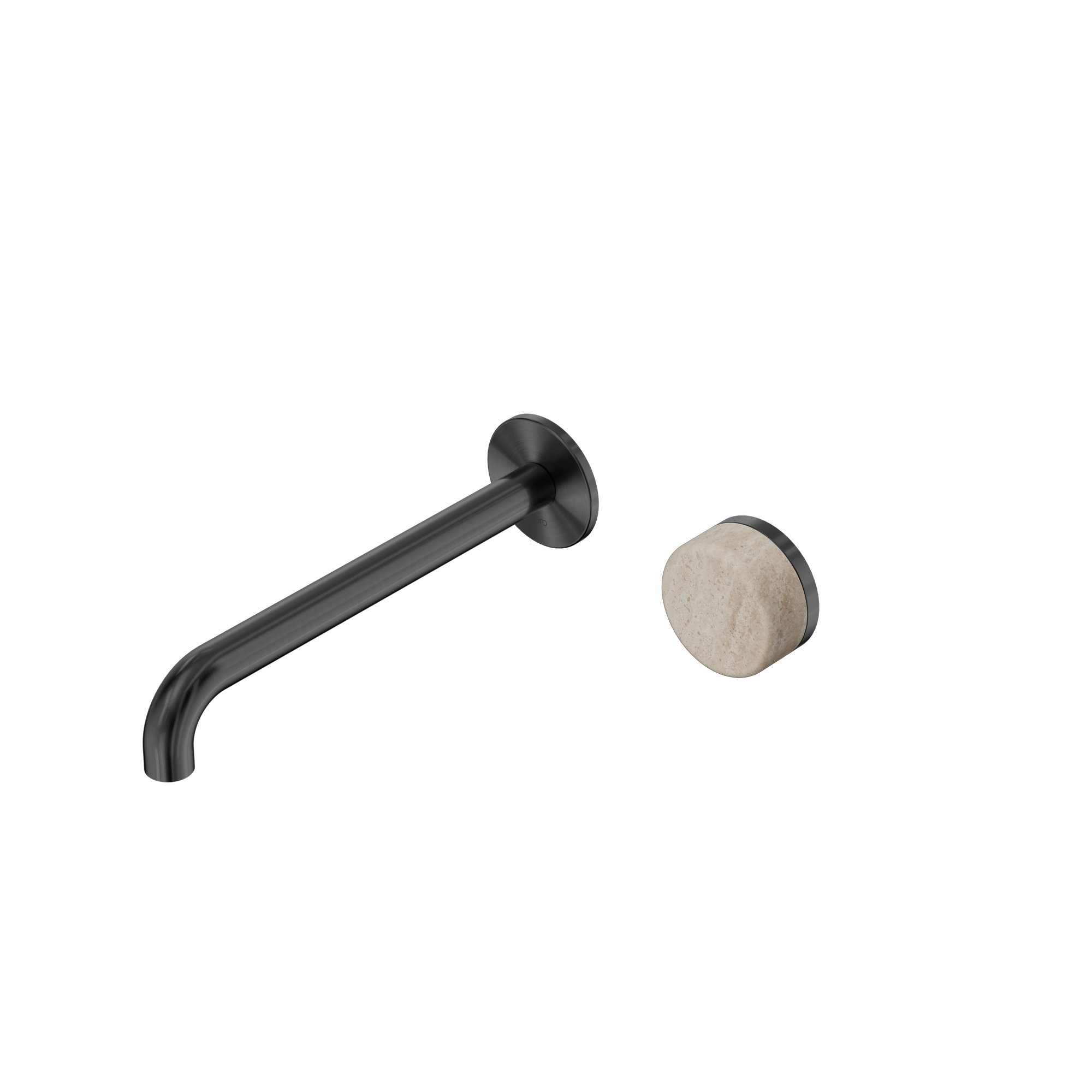 Serenity Progressive Wall Basin Mixer 220mm Spout With Rome Travertine Handle Gun Metal