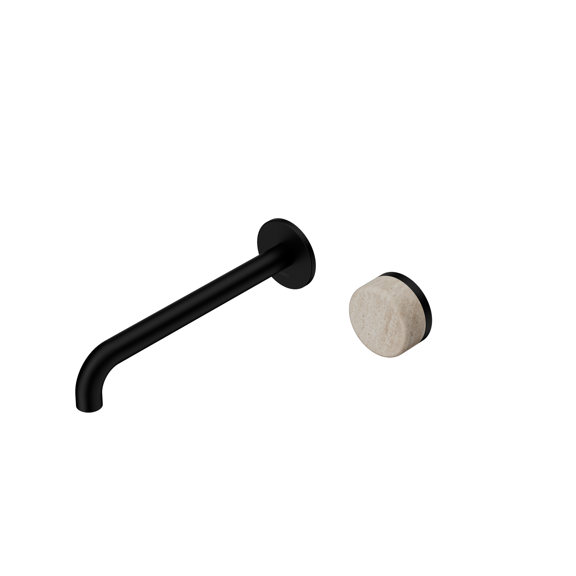 Serenity Progressive Wall Basin Mixer 220mm Spout With Rome Travertine Handle Matte Black