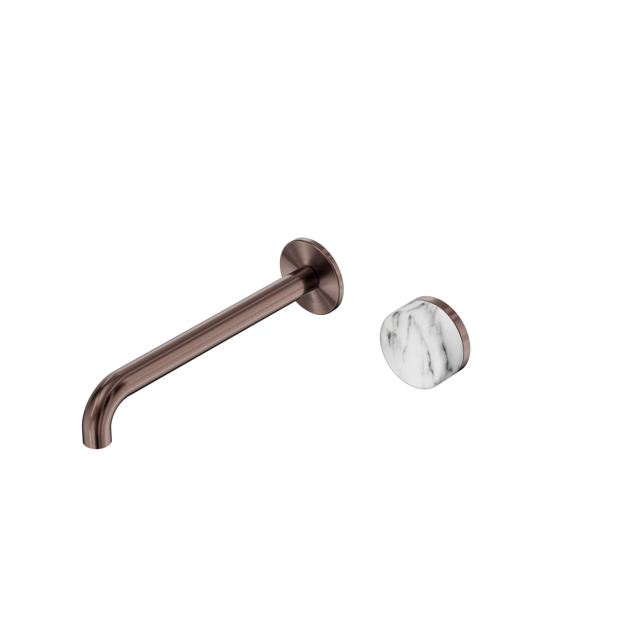 Serenity Progressive Wall Basin Mixer 220mm Spout With Arabescato Corchia Handle Brushed Bronze