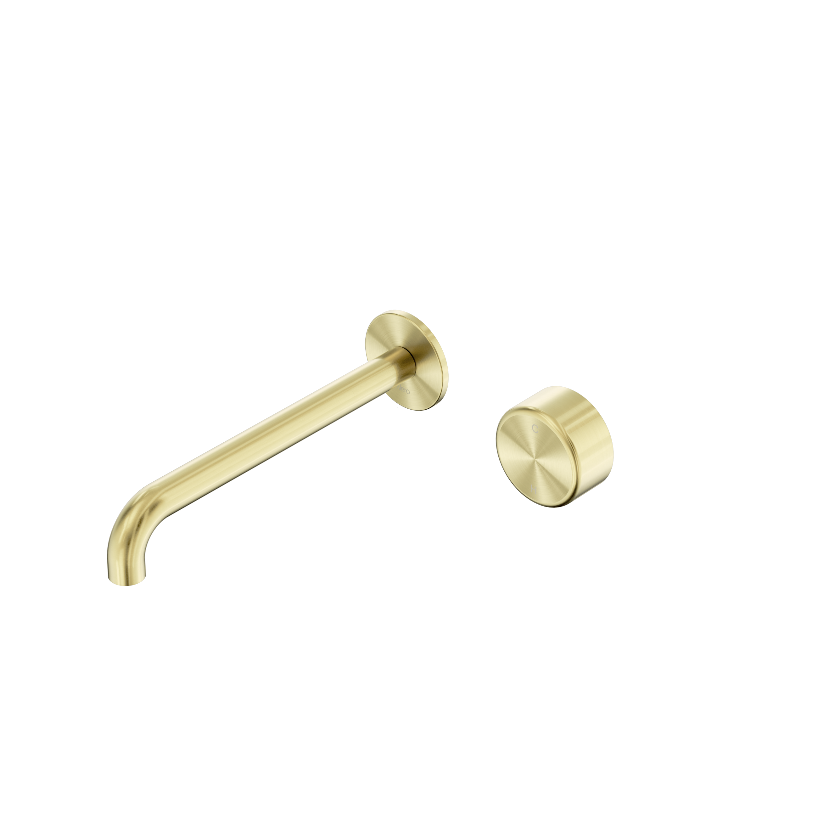 Serenity Progressive Wall Basin Mixer 220mm Spout With Metal Handle Brushed Gold