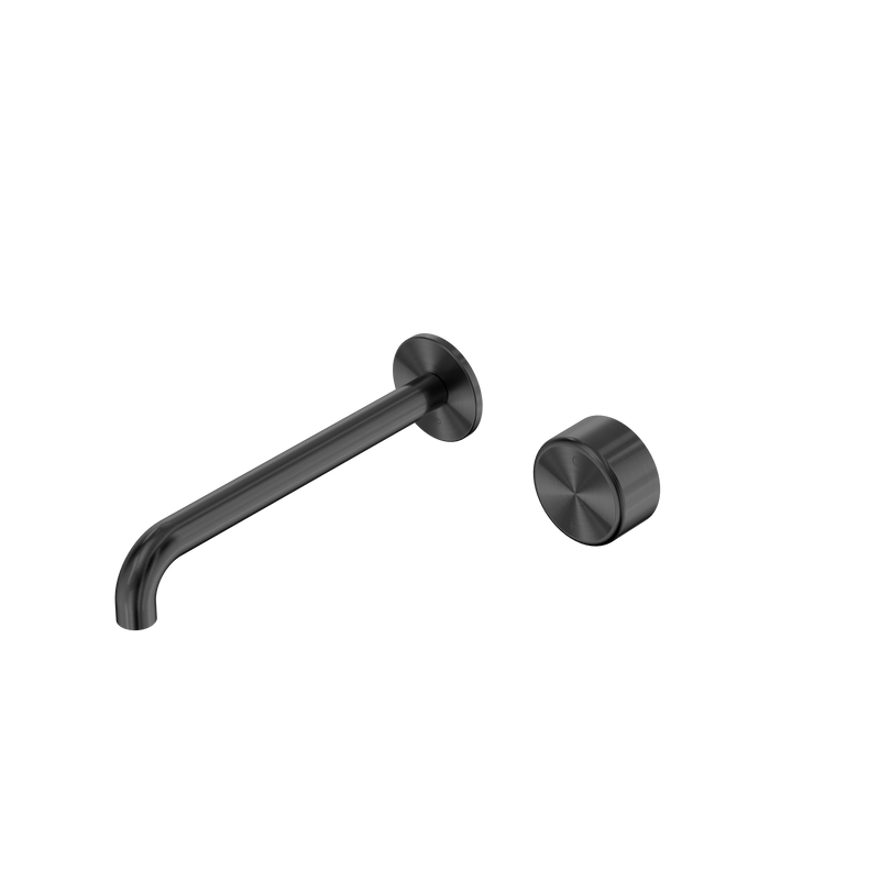 Serenity Progressive Wall Basin Mixer 220mm Spout With Metal Handle Gun Metal