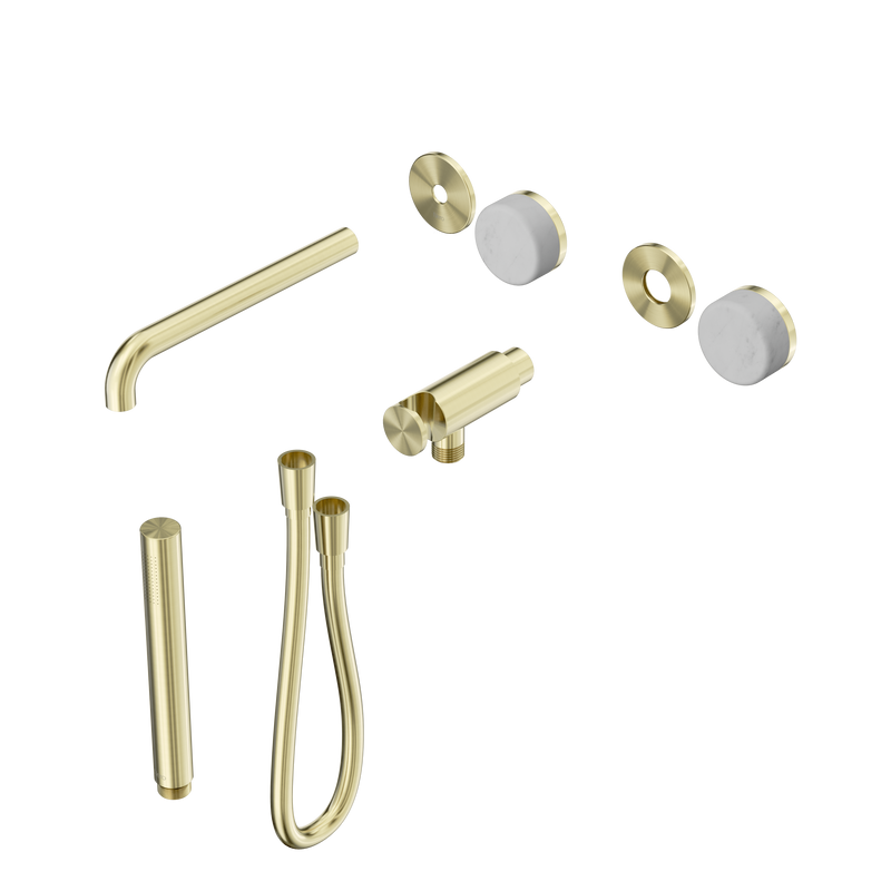 Serenity Progressive Shower System With Spout With Carrara Handle And Slim Shower Trim Kit Only Brushed Gold