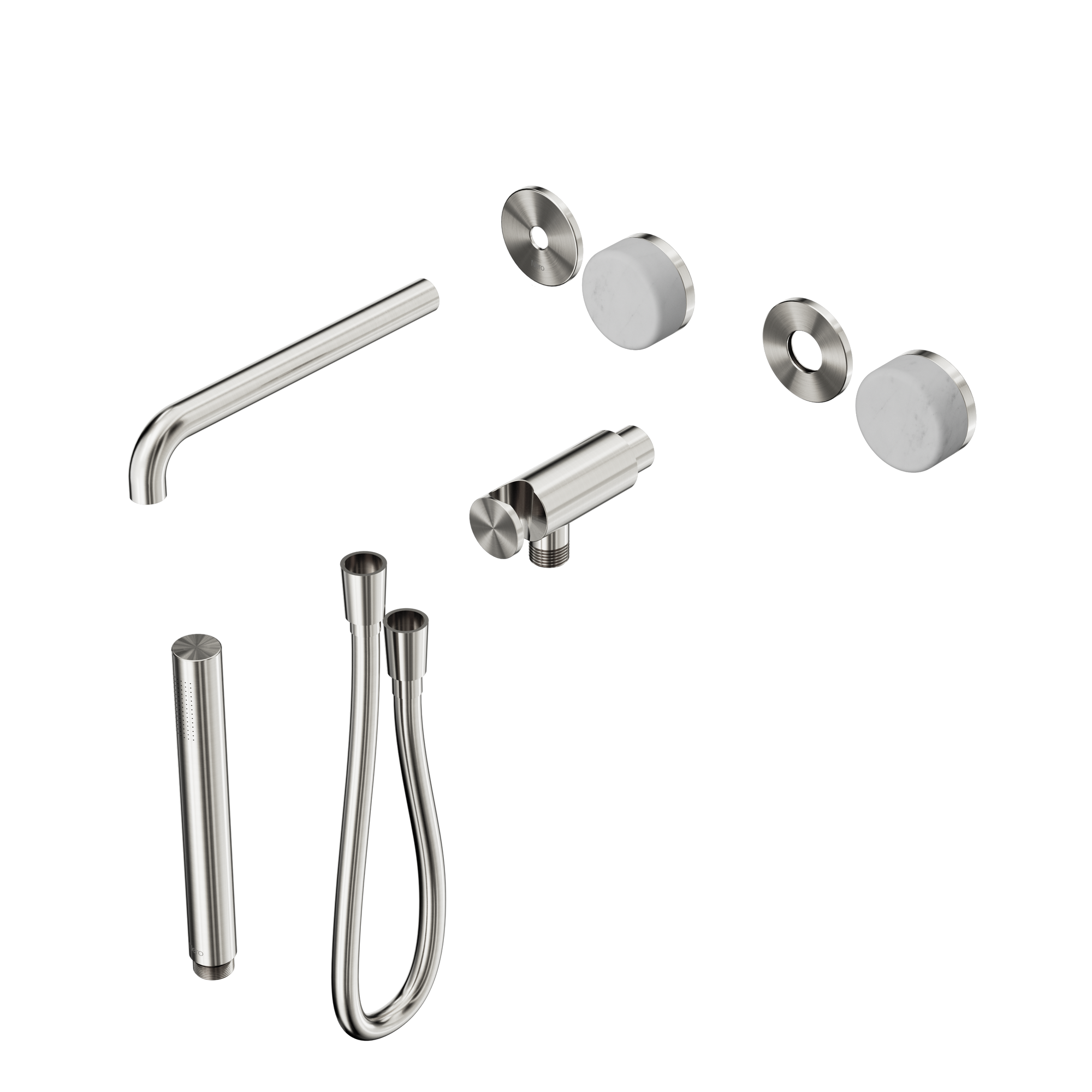 Serenity Progressive Shower System With Spout With Carrara Handle And Slim Shower Trim Kit Only Brushed Nickel