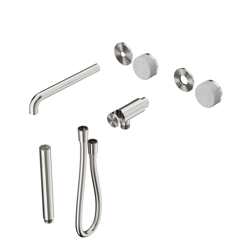 Serenity Progressive Shower System With Spout With Carrara Handle And Slim Shower Trim Kit Only Brushed Nickel