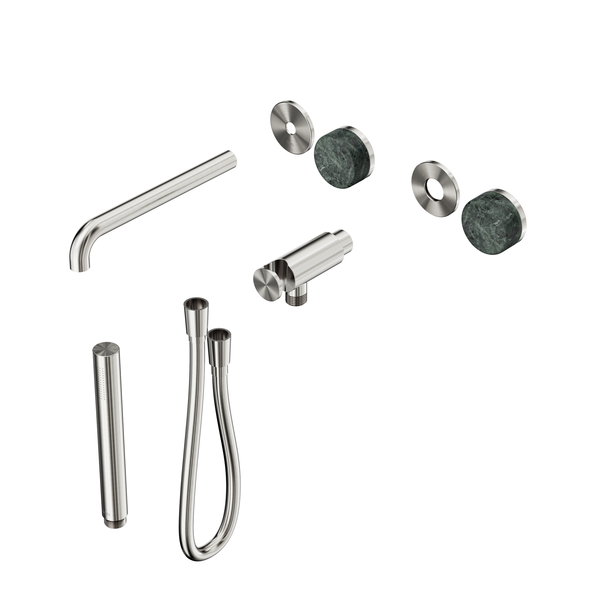 Serenity Progressive Shower System With Spout With Verde Alpi Handle And Slim Shower Trim Kit Only Brushed Nickel