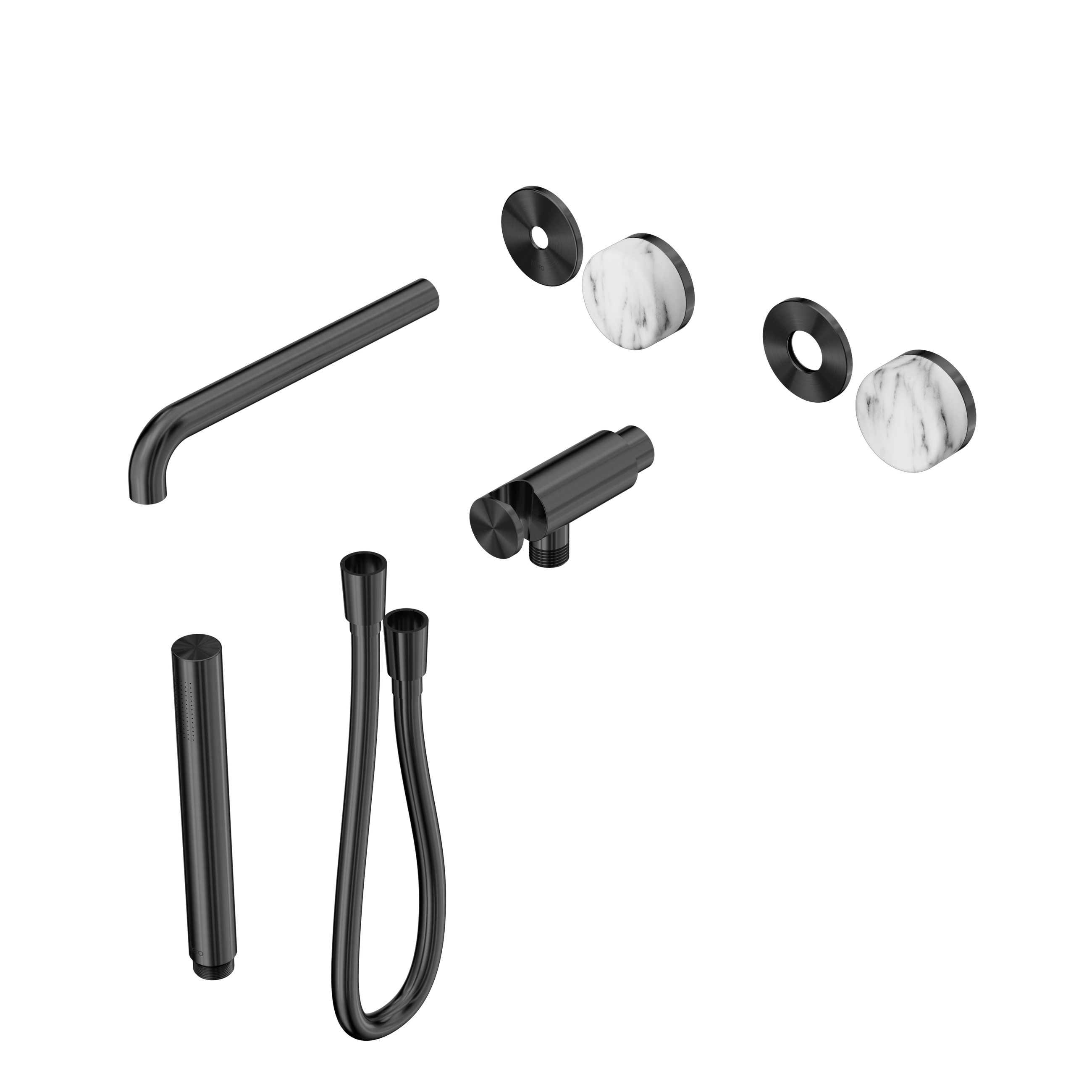 Serenity Progressive Shower System With Spout With Arabescato Corchia Handle And Slim Shower Trim Kit Only Gun Metal