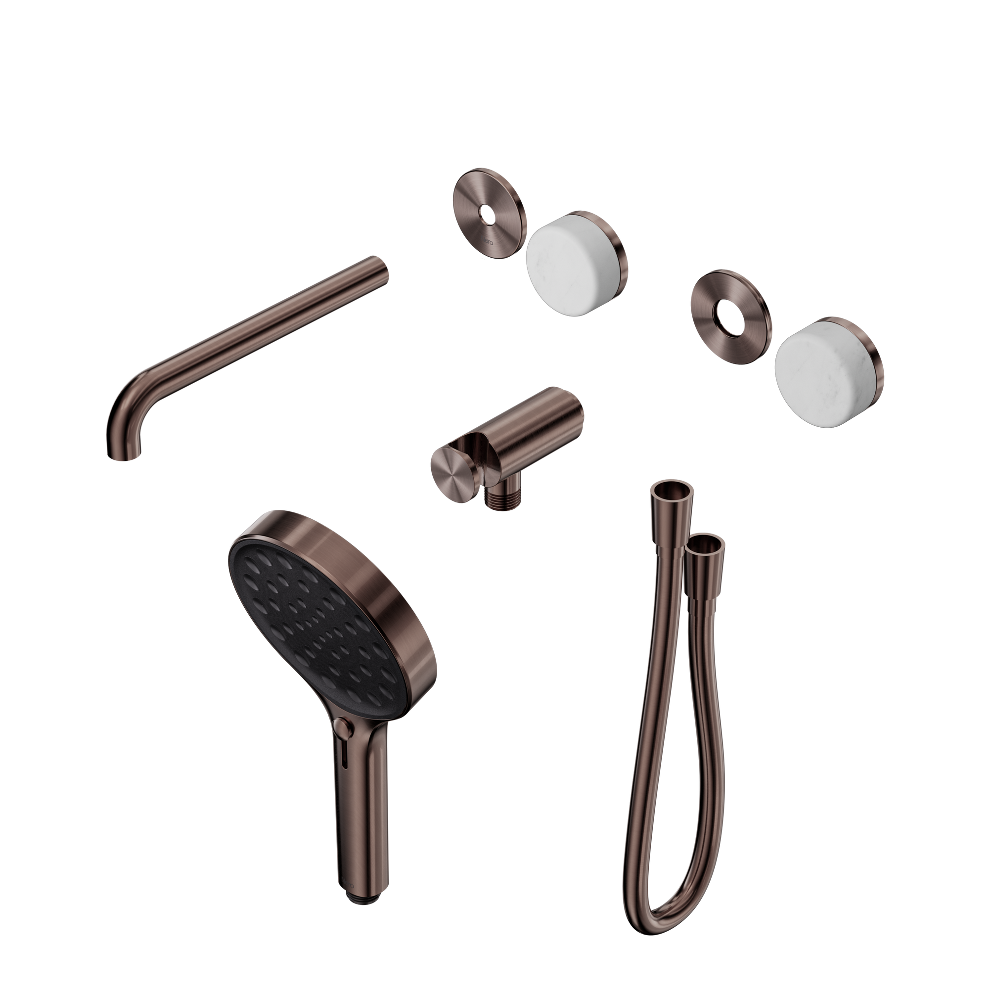 Serenity Progressive Shower System With Spout With Carrara Handle And Serenity Hand Shower Trim Kit Only Brushed Bronze