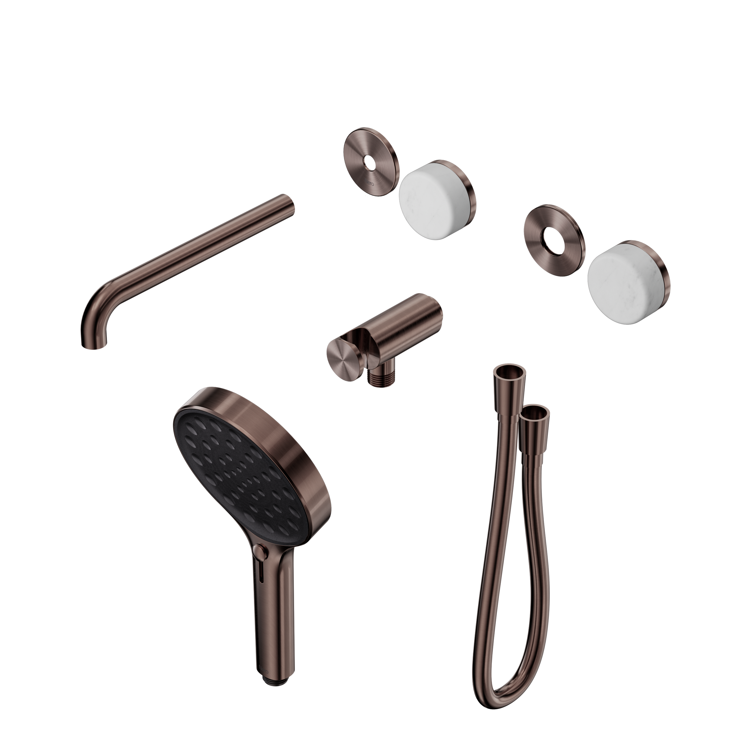 Serenity Progressive Shower System With Spout With Carrara Handle And Serenity Hand Shower Trim Kit Only Brushed Bronze
