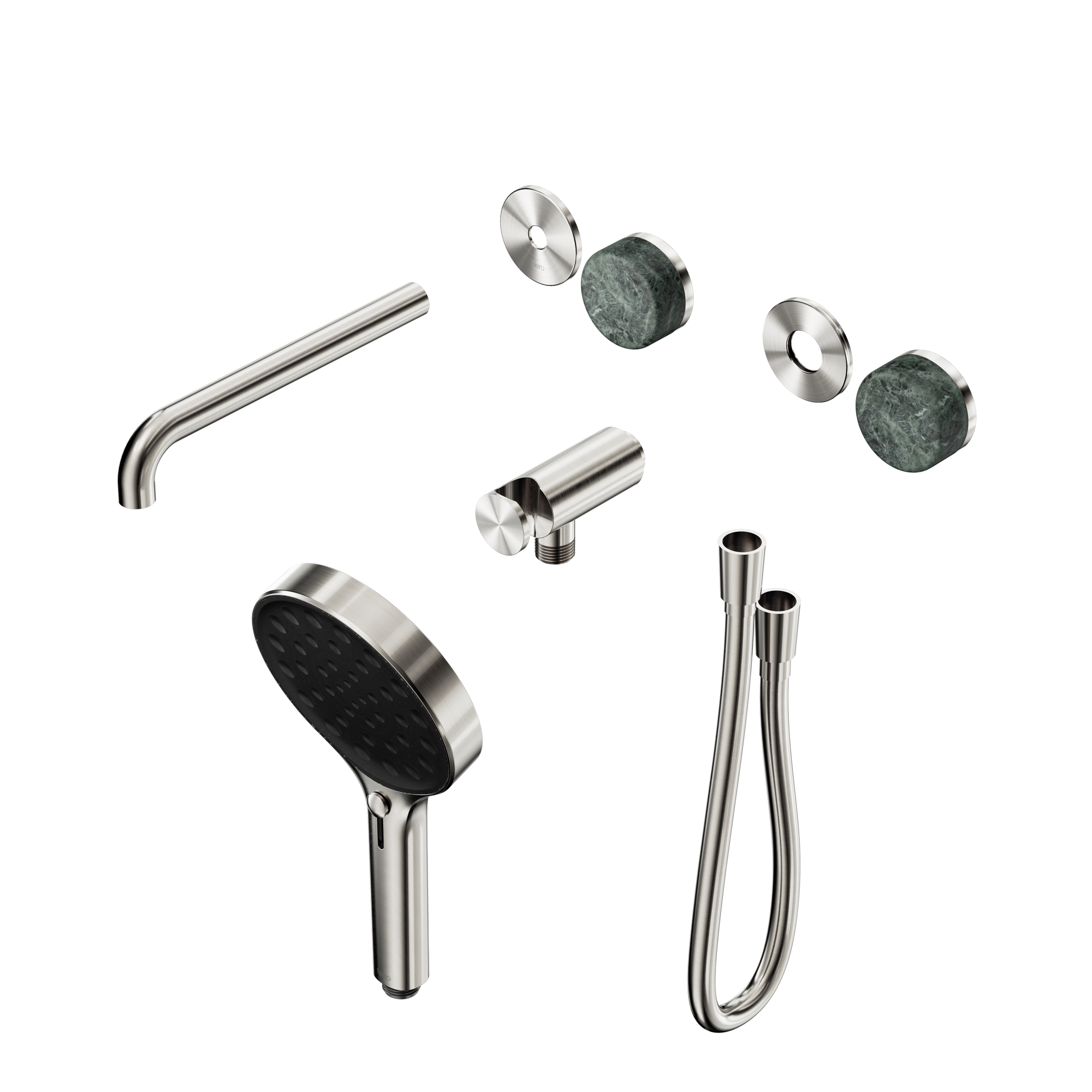 Serenity Progressive Shower System With Spout With Verde Alpi Handle And Serenity Hand Shower Trim Kit Only Brushed Nickel