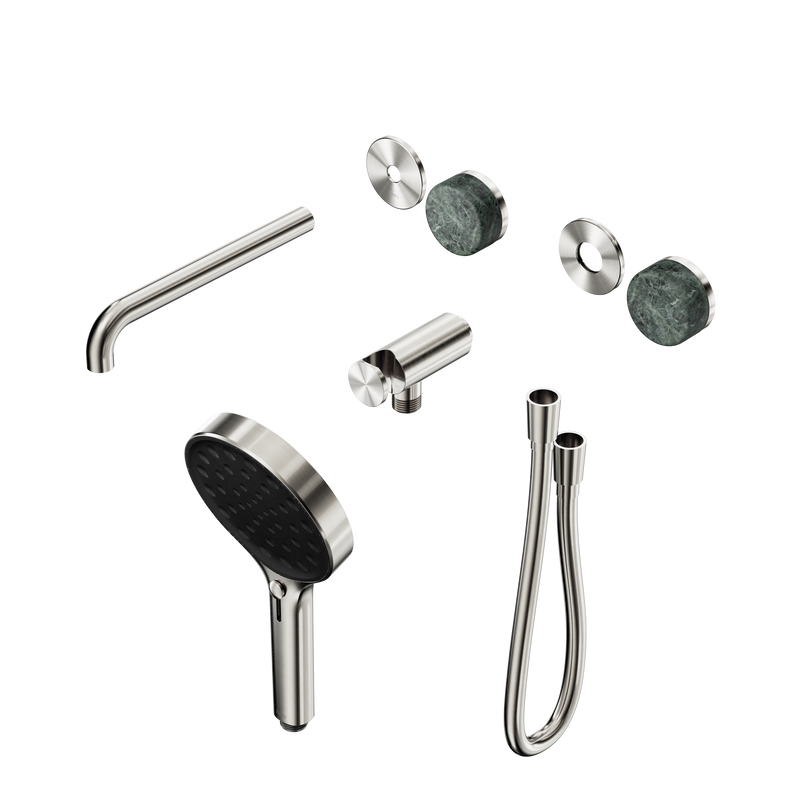 Serenity Progressive Shower System With Spout With Verde Alpi Handle And Serenity Hand Shower Trim Kit Only Brushed Nickel