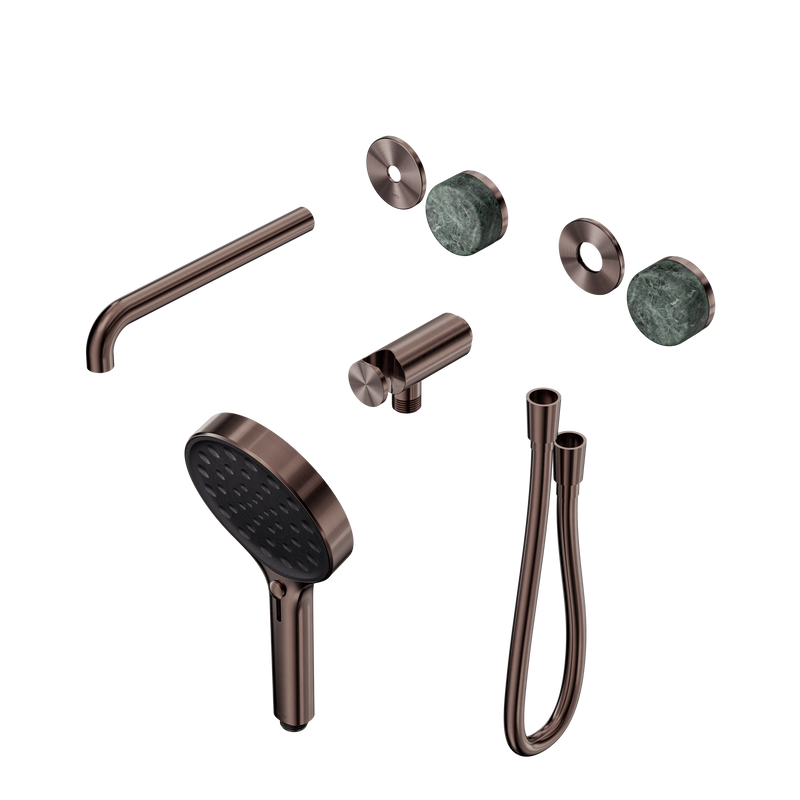 Serenity Progressive Shower System With Spout With Verde Alpi Handle And Serenity Hand Shower Trim Kit Only Brushed Bronze