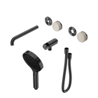 Serenity Progressive Shower System With Spout With Rome Travertine Handle And Serenity Hand Shower Trim Kit Only Gun Metal