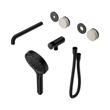 Serenity Progressive Shower System With Spout With Rome Travertine Handle And Serenity Hand Shower Trim Kit Only Matte Black