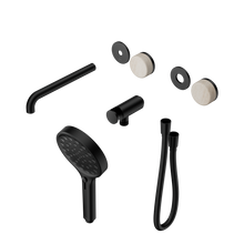 Serenity Progressive Shower System With Spout With Rome Travertine Handle And Serenity Hand Shower Trim Kit Only Matte Black