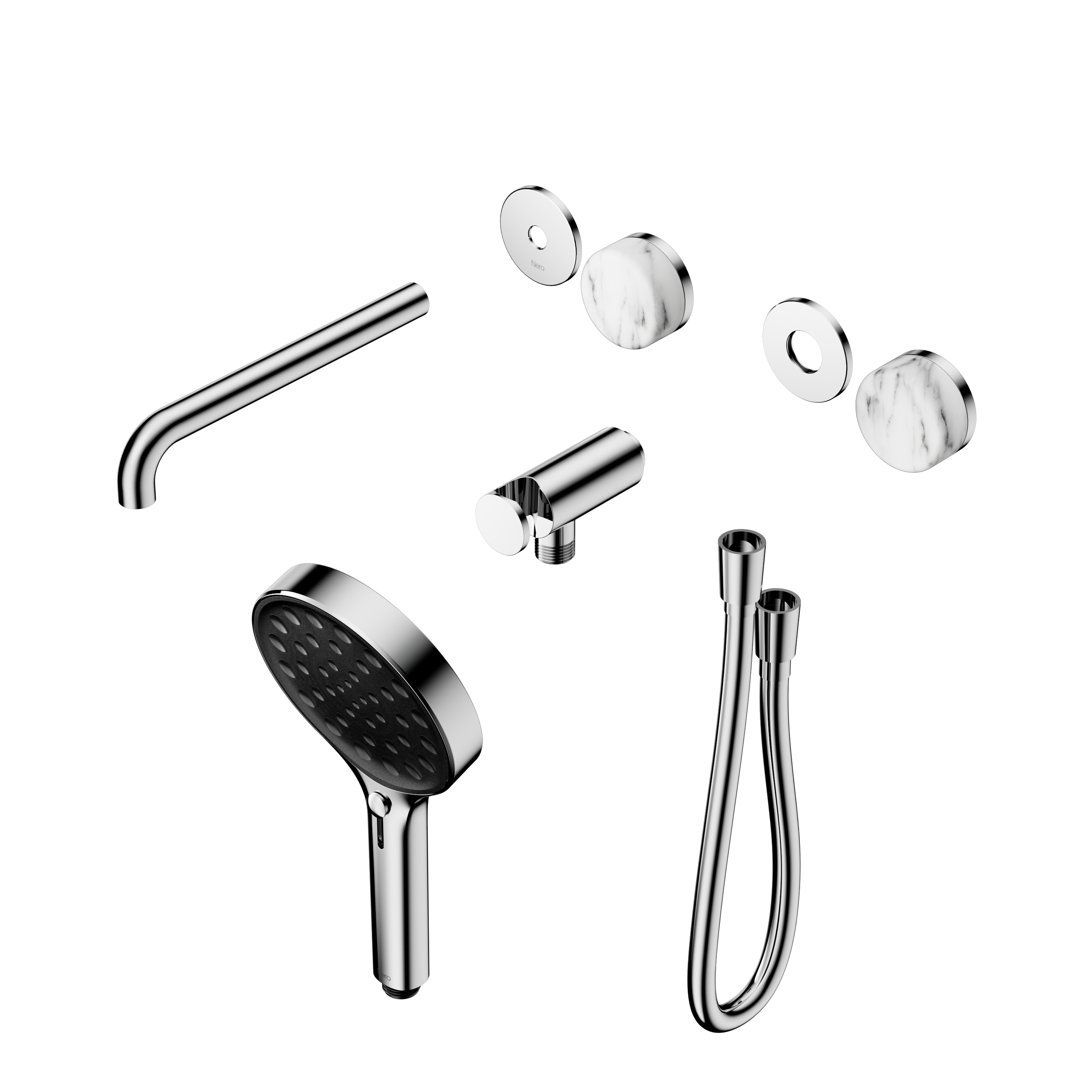 Serenity Progressive Shower System With Spout With Arabescato Corchia Handle And Serenity Hand Shower Trim Kit Only Chrome