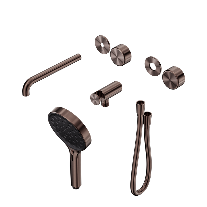 Serenity Progressive Shower System With Spout With Metal Handle And Serenity Hand Shower Trim Kit Only Brushed Bronze